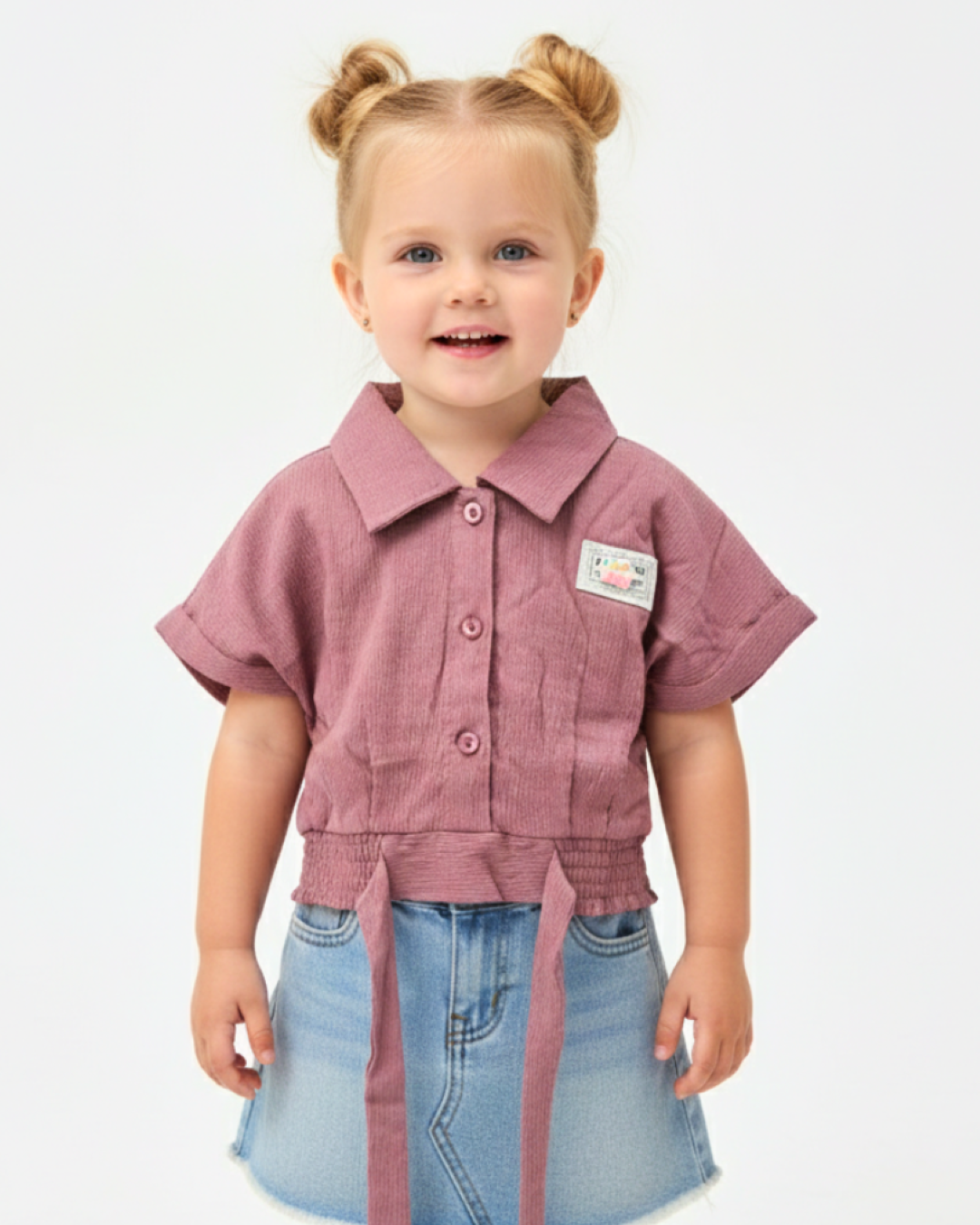 Toddler Girls' Dusty Rose Textured Summer Shirt