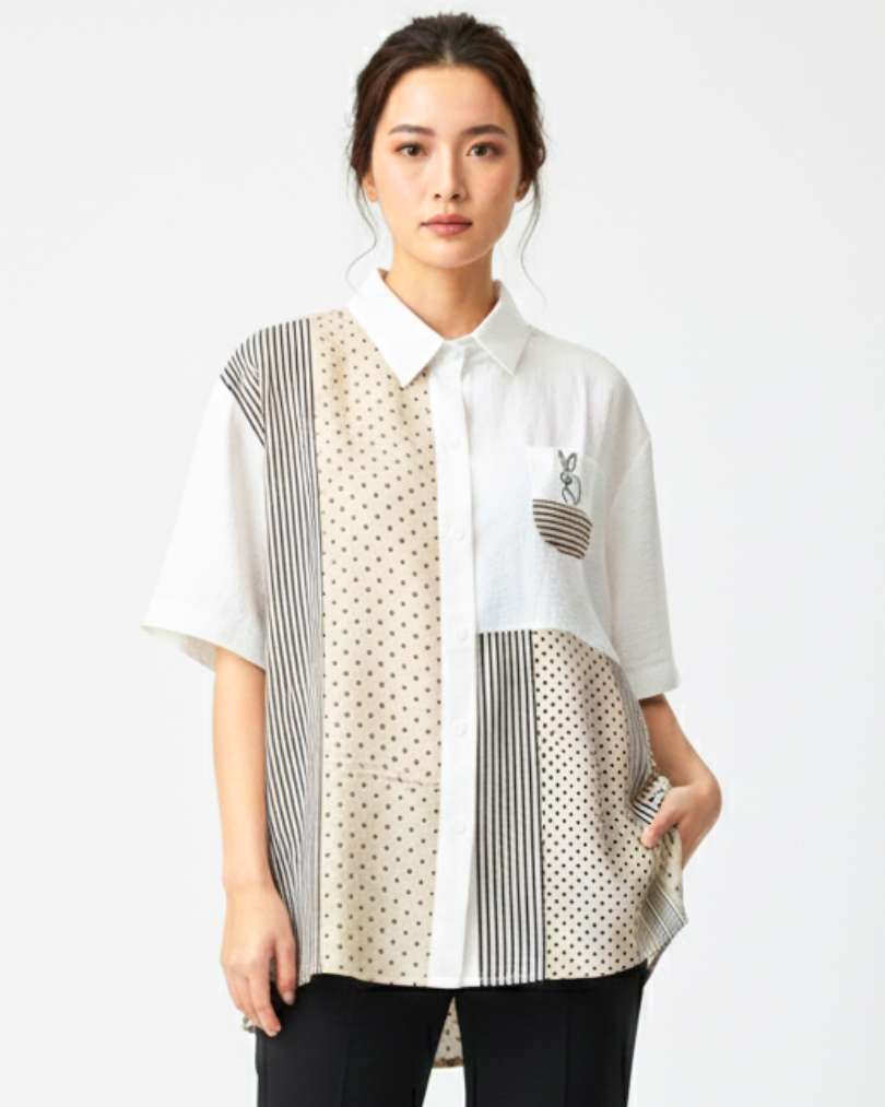 Girls Multi-Pattern Patchwork Blouse