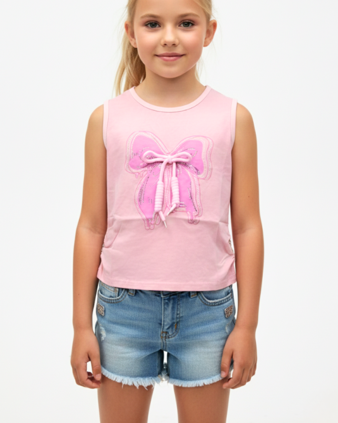 Xingelin Embroidered Bow Arm Cut Blouse