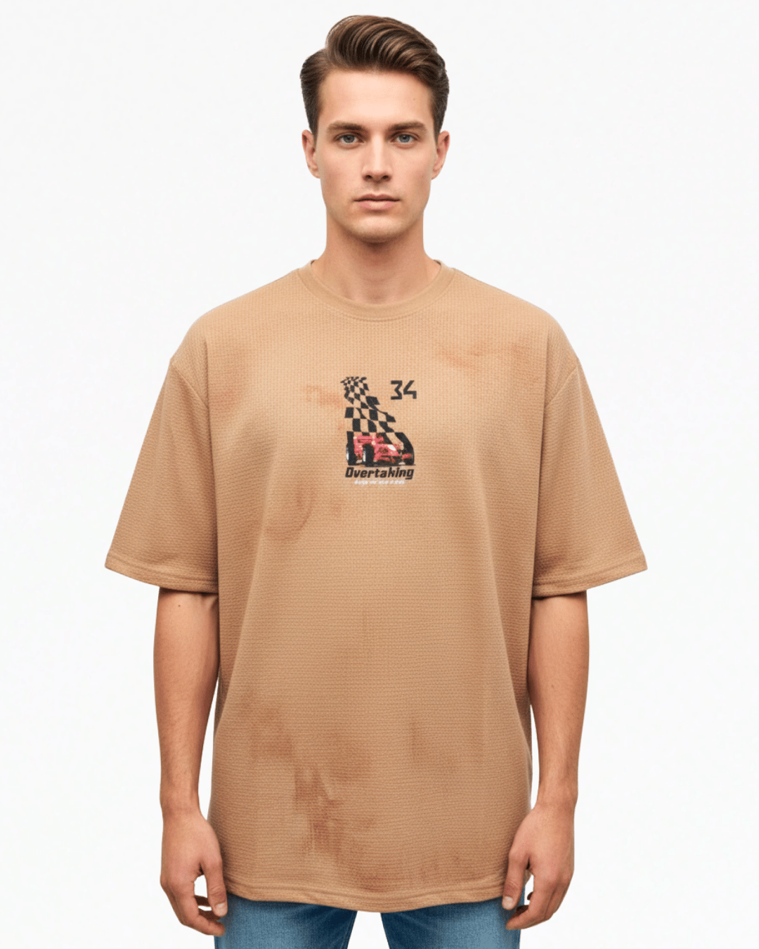 Backside Printed Oversized T-Shirt - PEACH | GREEN