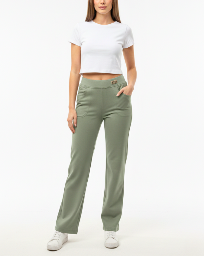 Girls' High-Waisted Straight Leg Pants