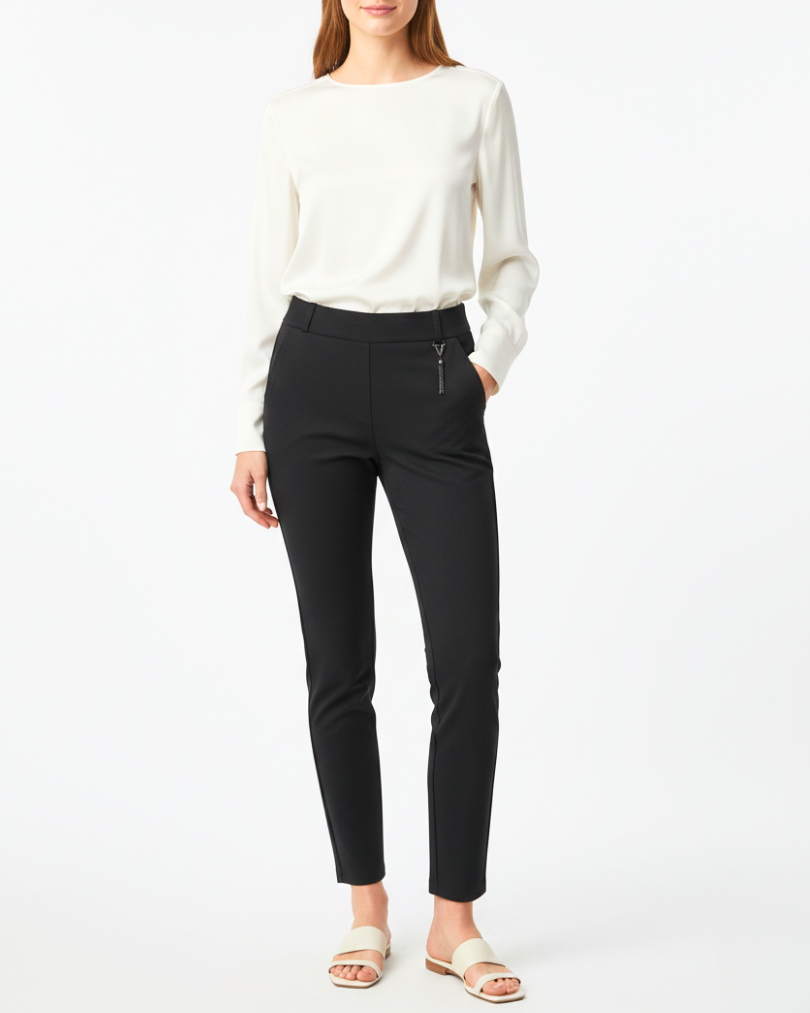 Girls' Slim-Fit Tailored Pants with "V" Tassel Charm