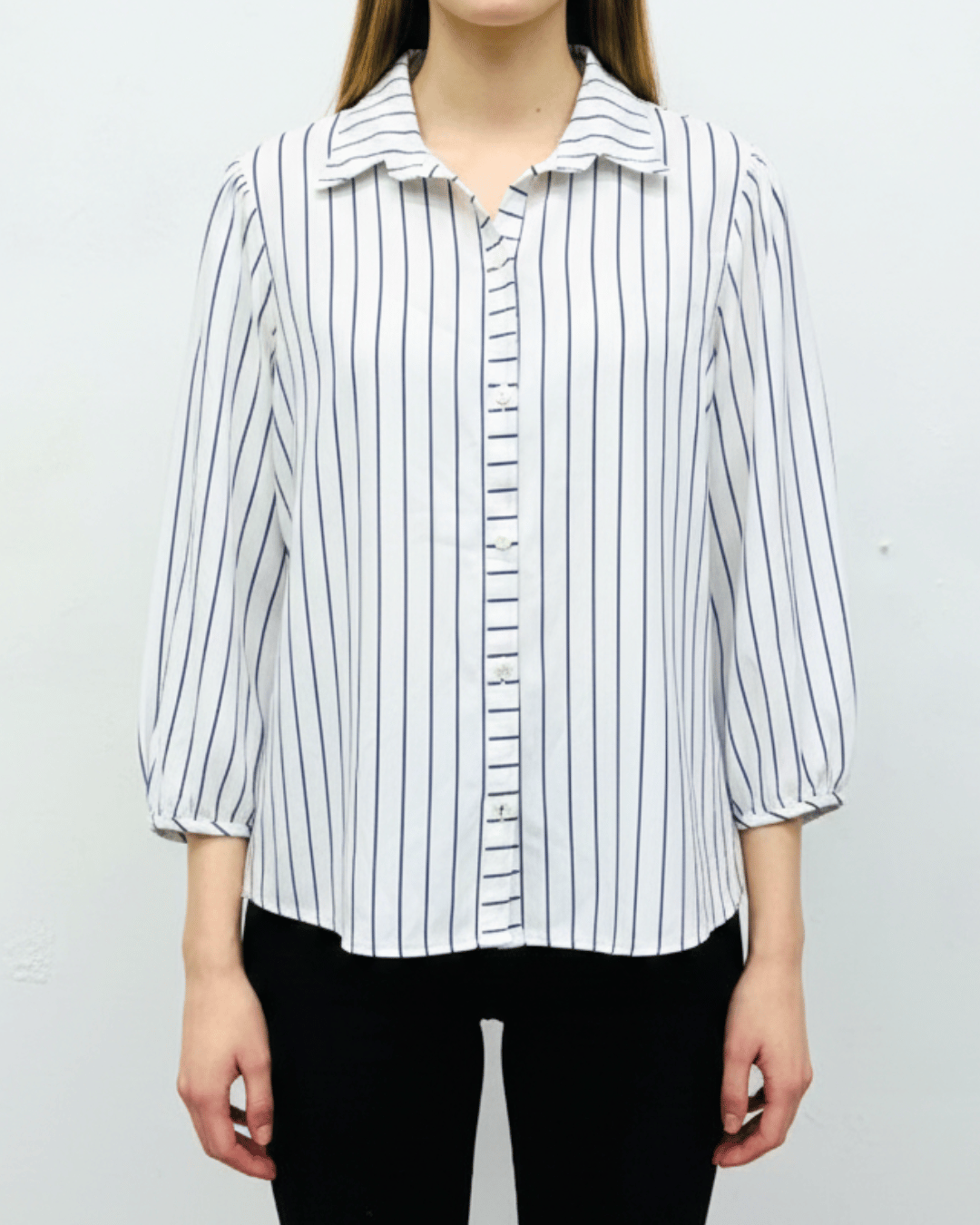 Girls Asymmetrical Mixed-Stripe Blouse