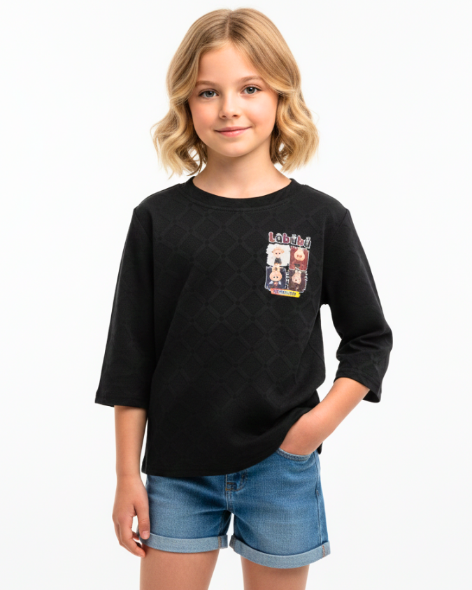 Pink Jasmine Stretchable Labubu Graphic Tee