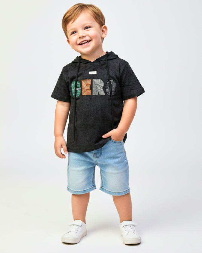 Hooded Embroidered Tee "CERO" Textured Edition