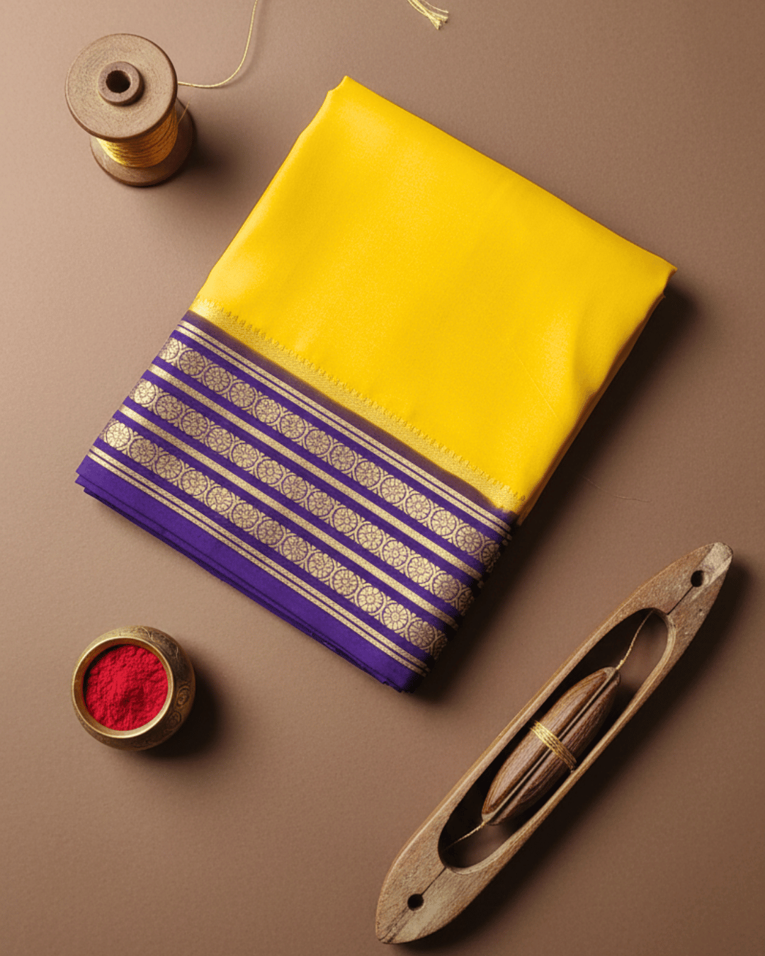 Mysore Silk Crepe Saree with Unique Zari Borders
