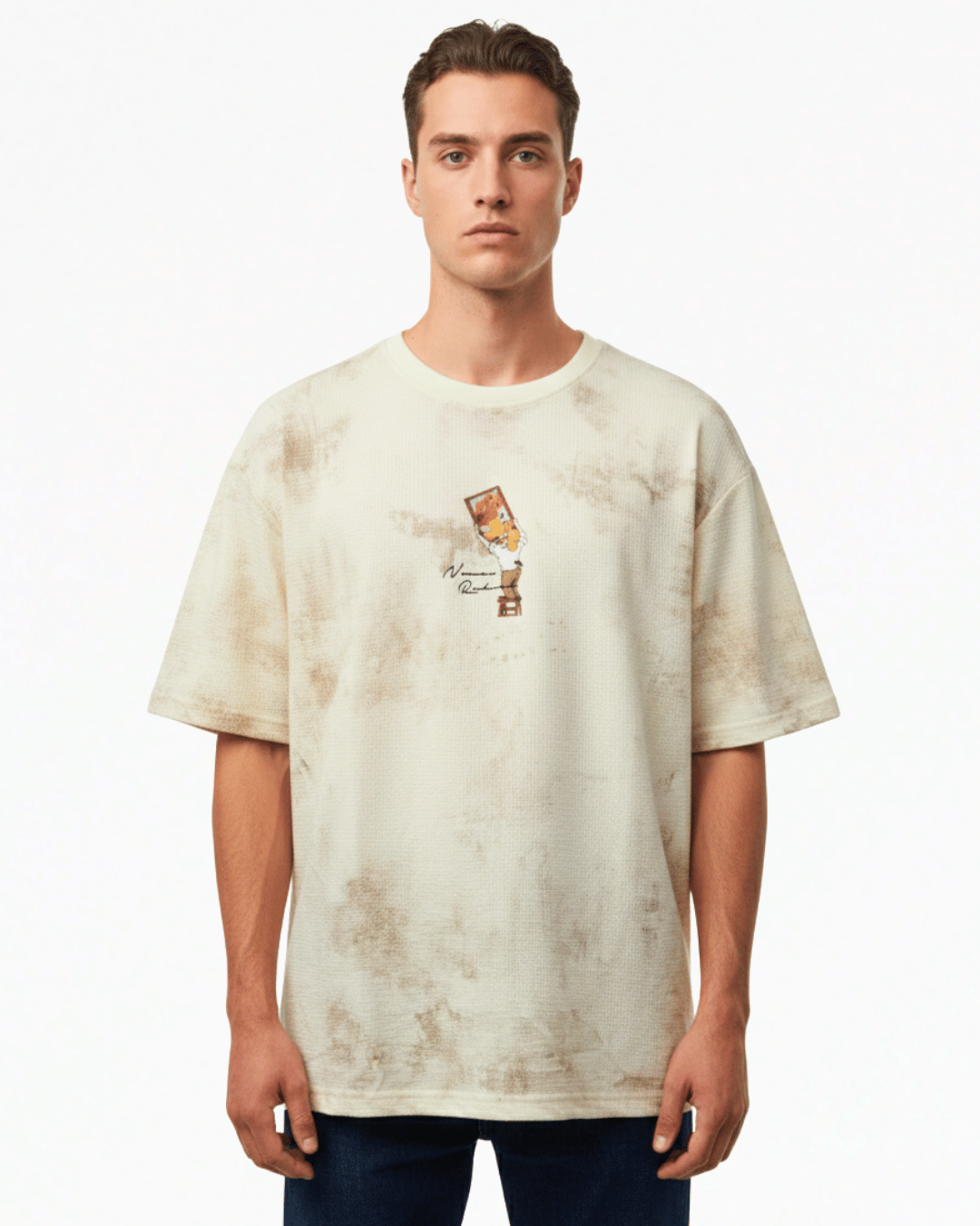 Backside Printed Oversized T-Shirt - LIGHT BEIGE | PINK