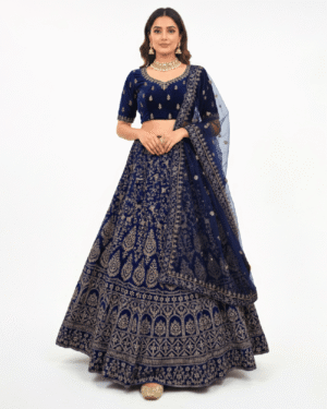 Elena Dark Blue | Maroon Lehenga