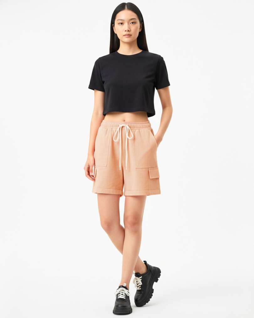 Girl's Cotton Cargo Sweat Shorts