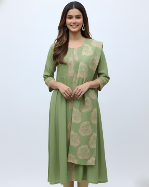 Sage Petal Pleated Shalwar Two Piece