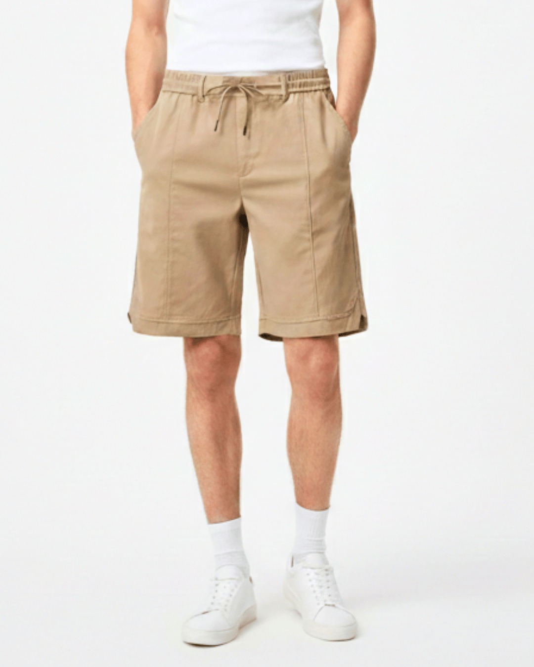 Men's Modern Brown Tech-Pintuck Shorts