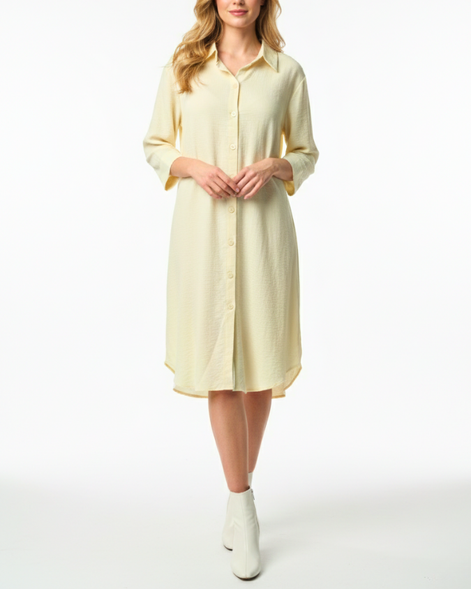 Girls' Textured Button-Down Shirt Dress