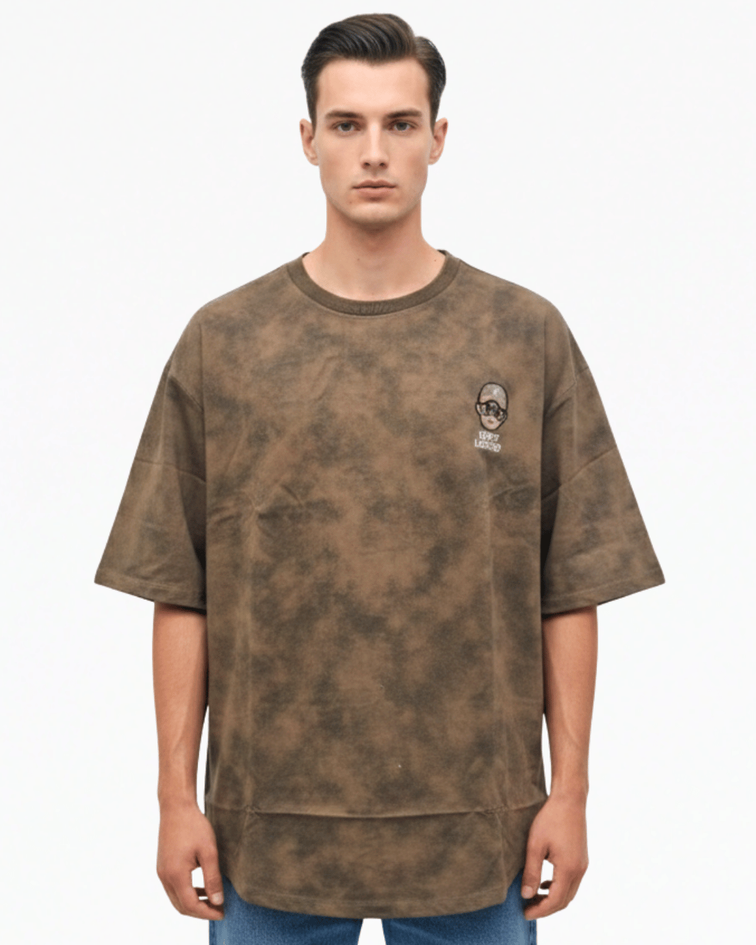 Oversized T-Shirt Backside Printed - Brown