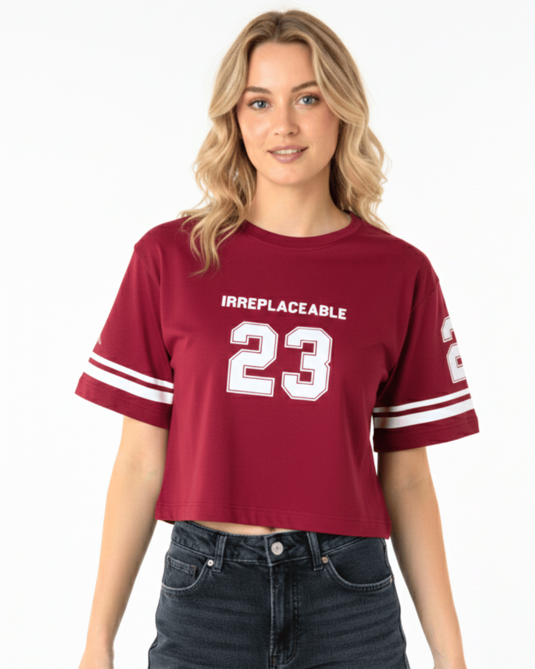 Girls "Irreplaceable 23" Varsity Crop Top T-Shirt