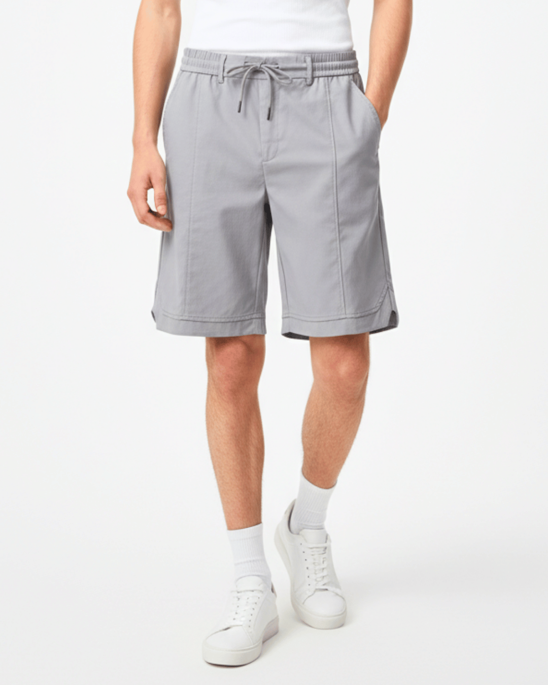 Men's Modern Grey Tech-Pintuck Shorts
