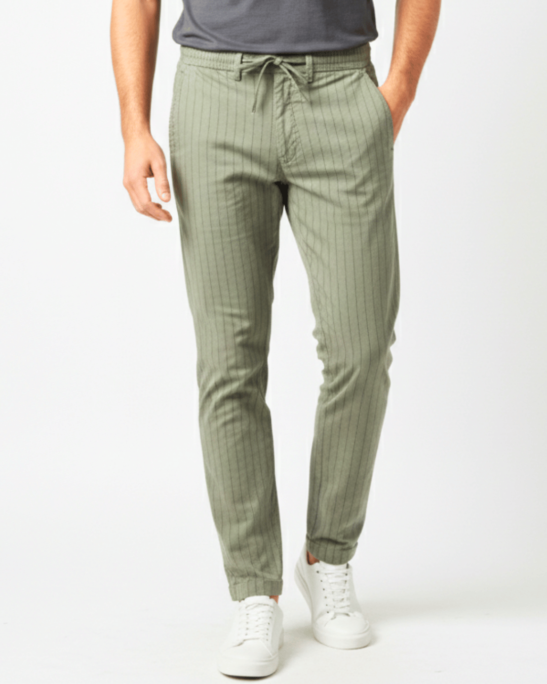 Boys' Vertical Stripe Slim-Fit Jogger Pants - Pista Green