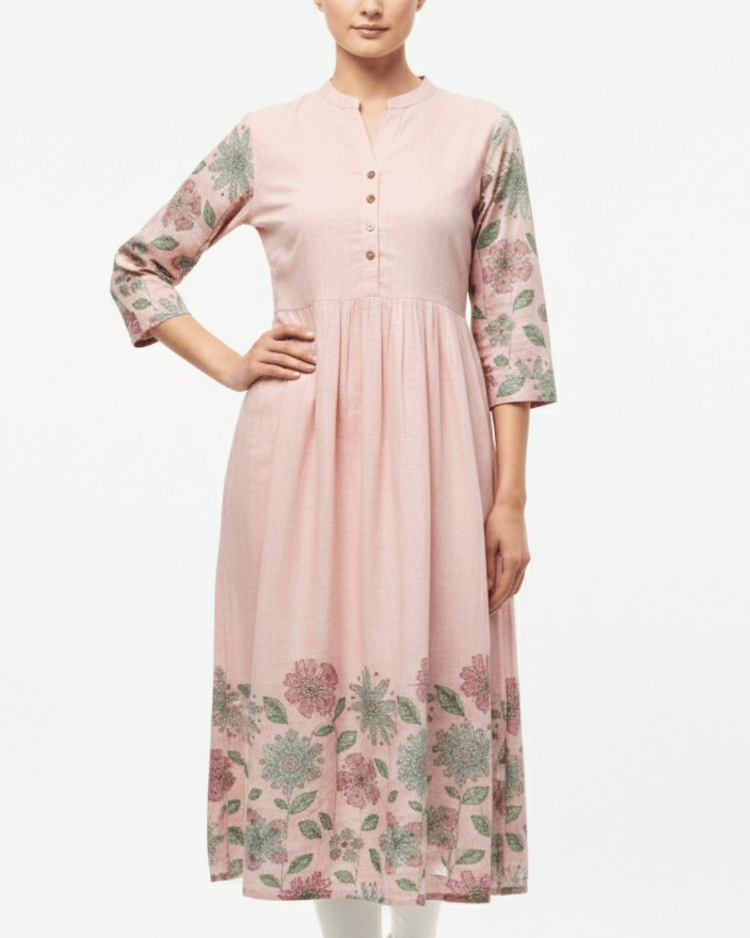 The Pink Floral Anarkali-Style Top