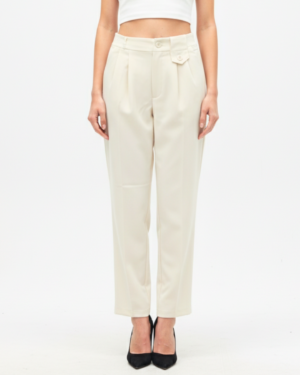 Asymmetric Tab-Waist Tailored Trousers