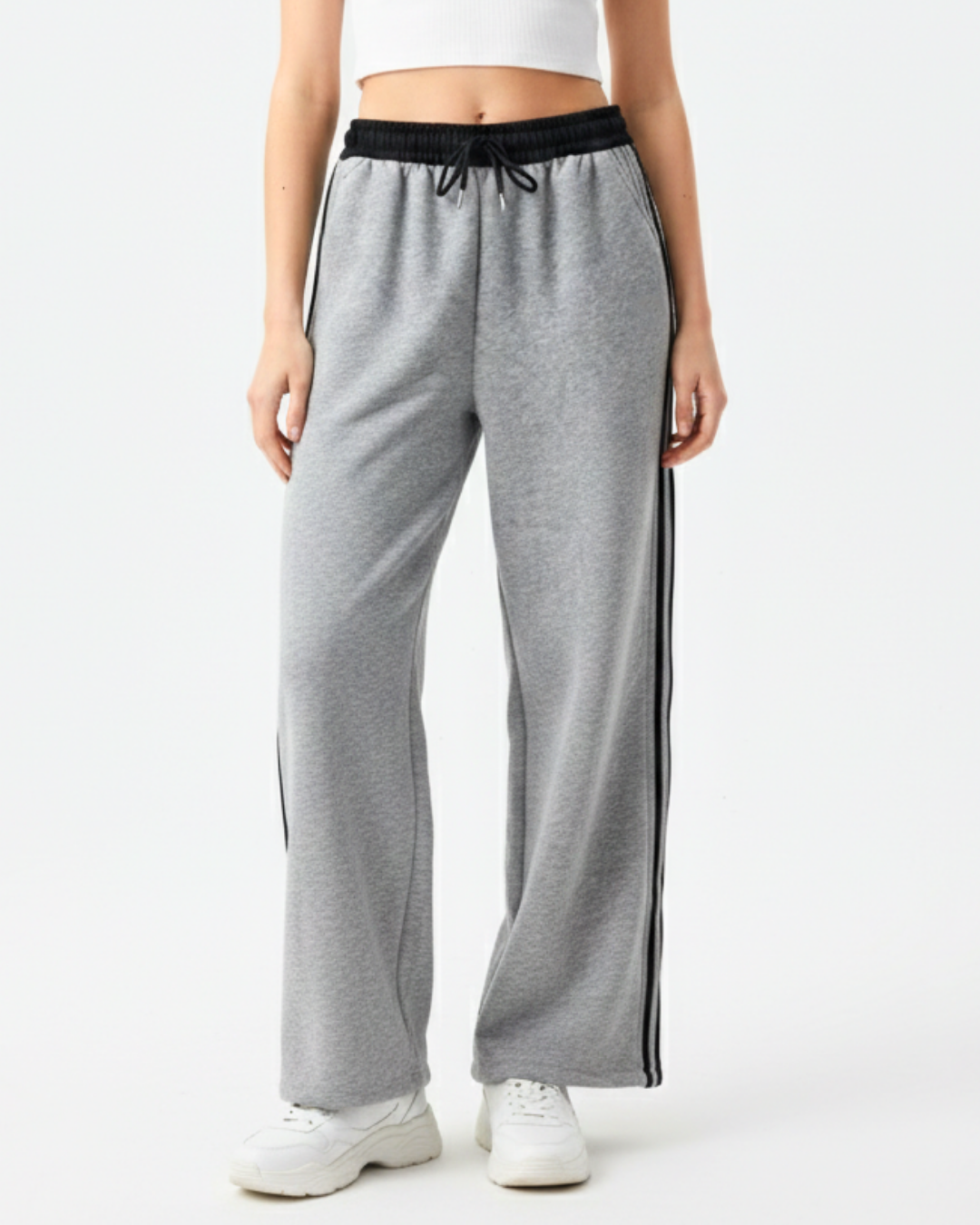Contrast Waist Wide-Leg Joggers