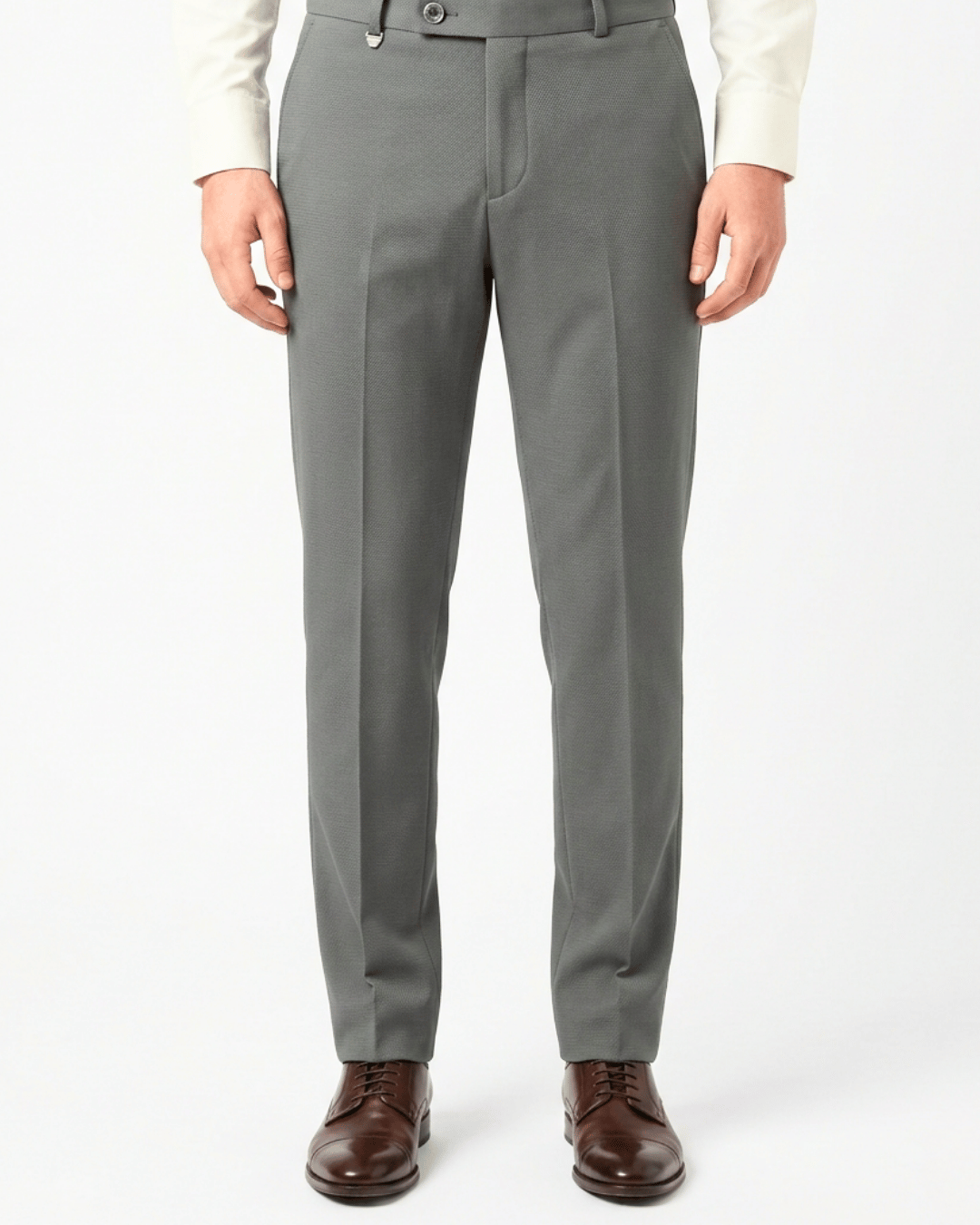 Men's Premium Jacquard Double Knit Trousers - Grey