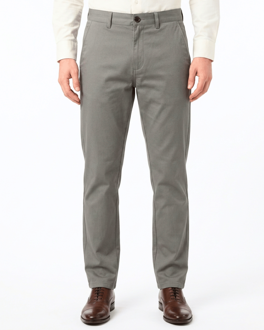Modern Grey Cotton Twill Chino Pant