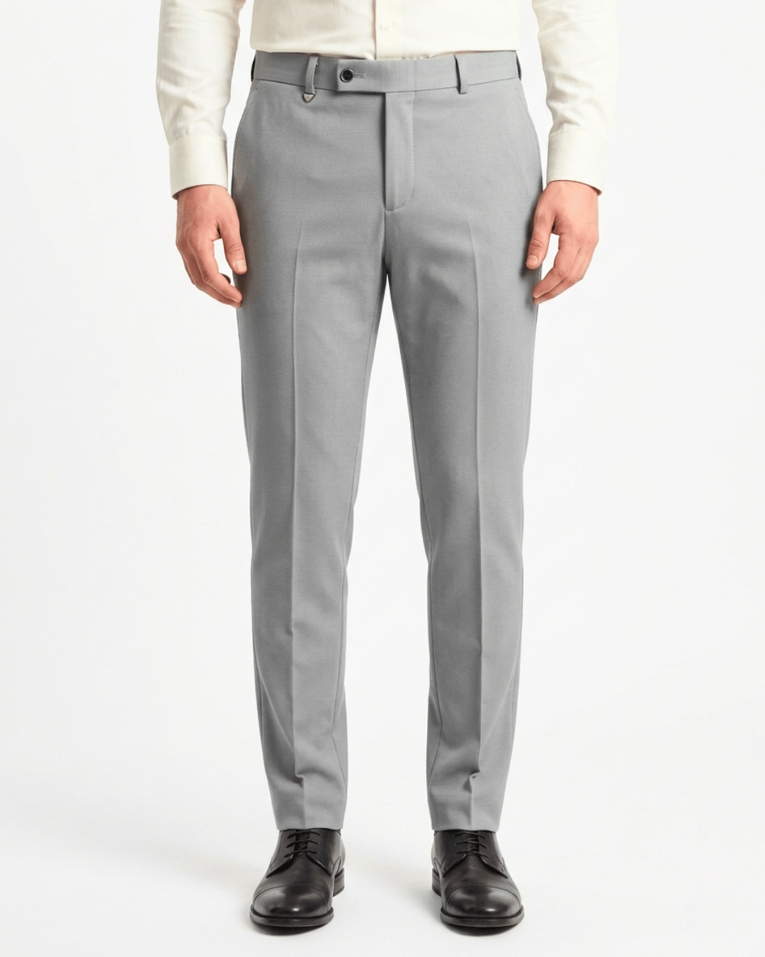 Men's Premium Jacquard Double Knit Trousers - Light Grey