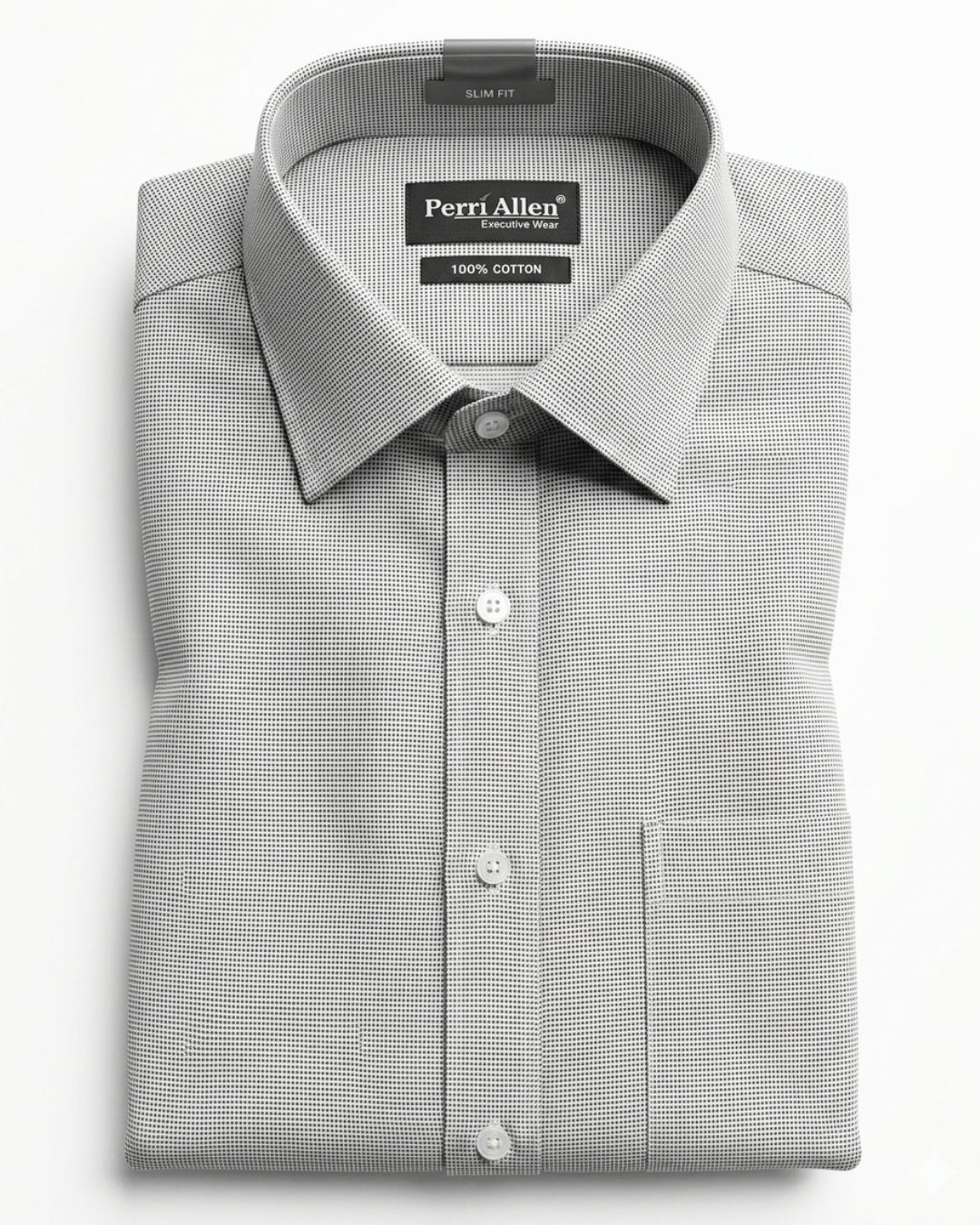 Perri Allen Slim Fit 16' Executive Wear – Grey Micro-Dobby Formal Shirt