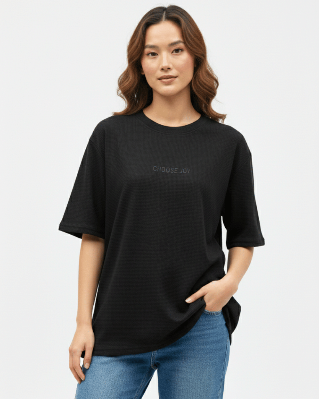 Women’s "Choose Joy" Waffle-Knit Oversized Tee