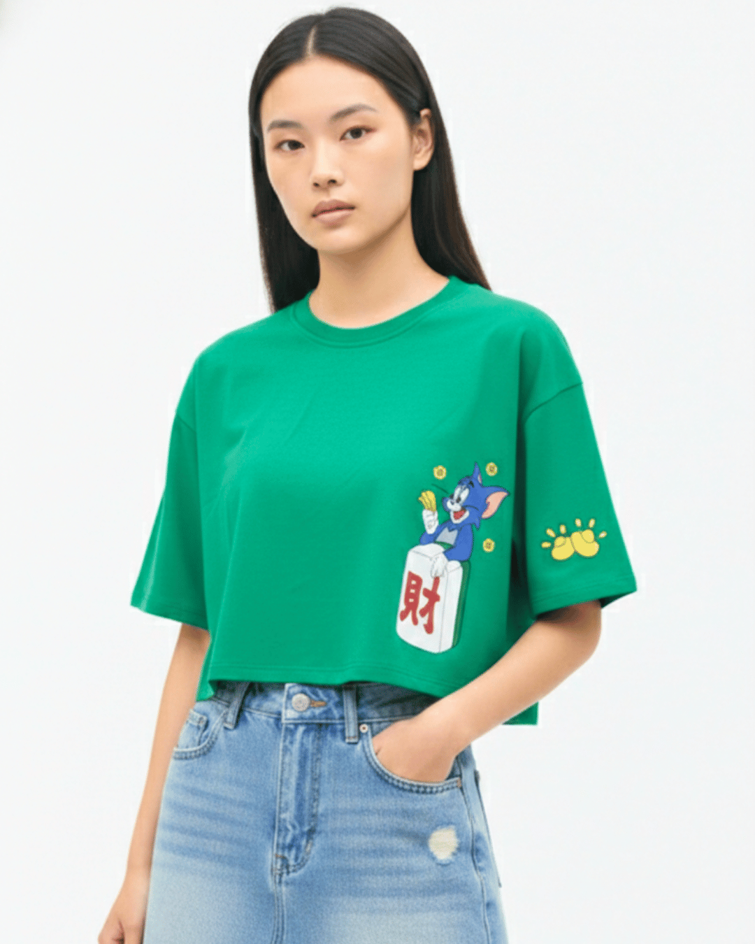 Girls' Tom & Jerry Mahjong Crop Top T-Shirt