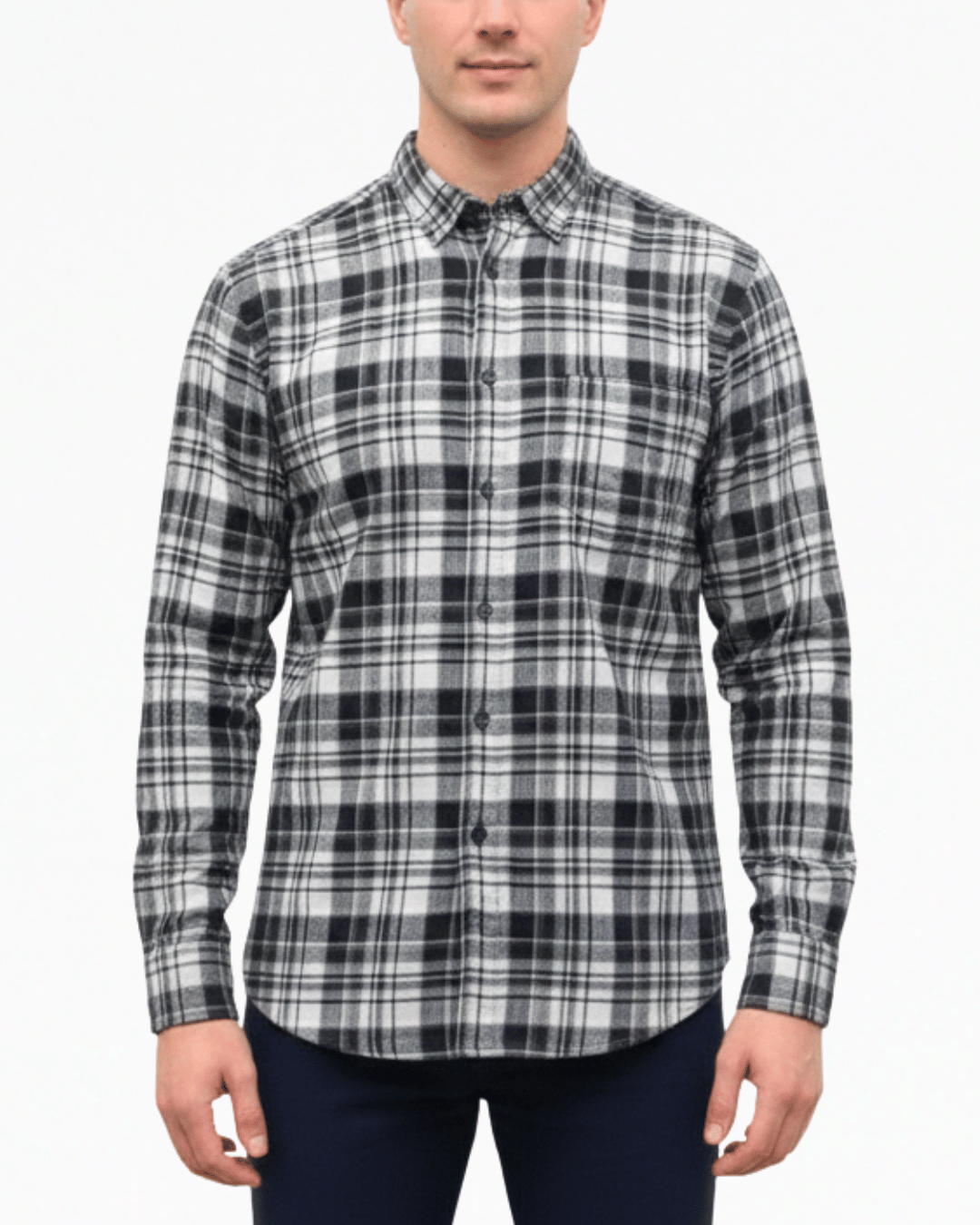 Casual Shirt Check Long-sleeve - Black & White