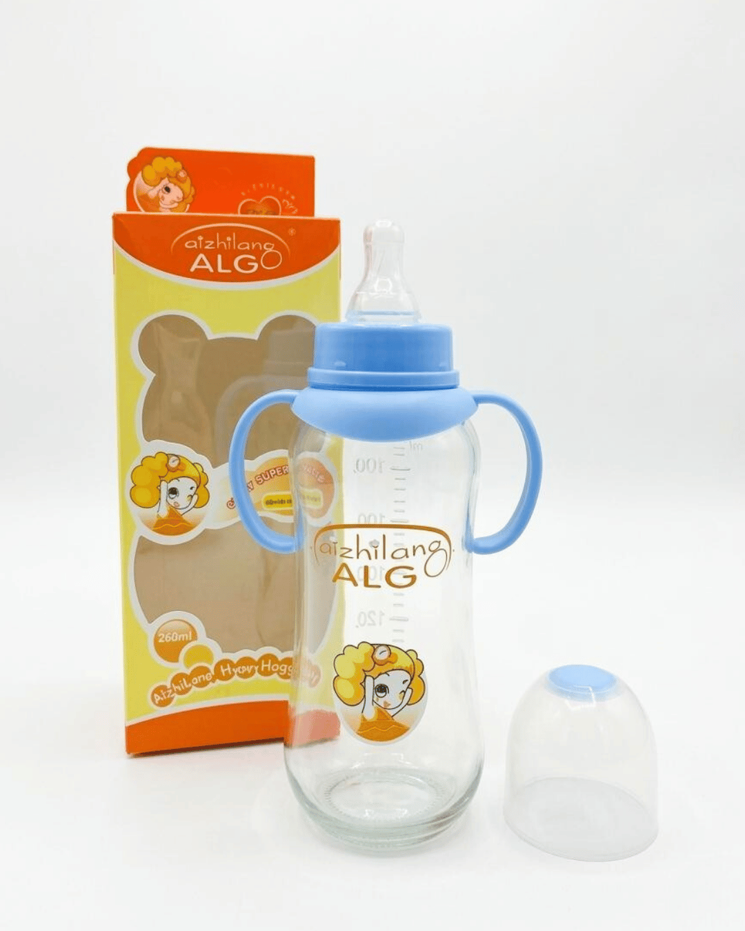 ALG Wide-Neck Baby Feeding Bottle with Easy-Grip Handles | Blue