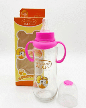 ALG Wide-Neck Baby Feeding Bottle with Easy-Grip Handles | Pink