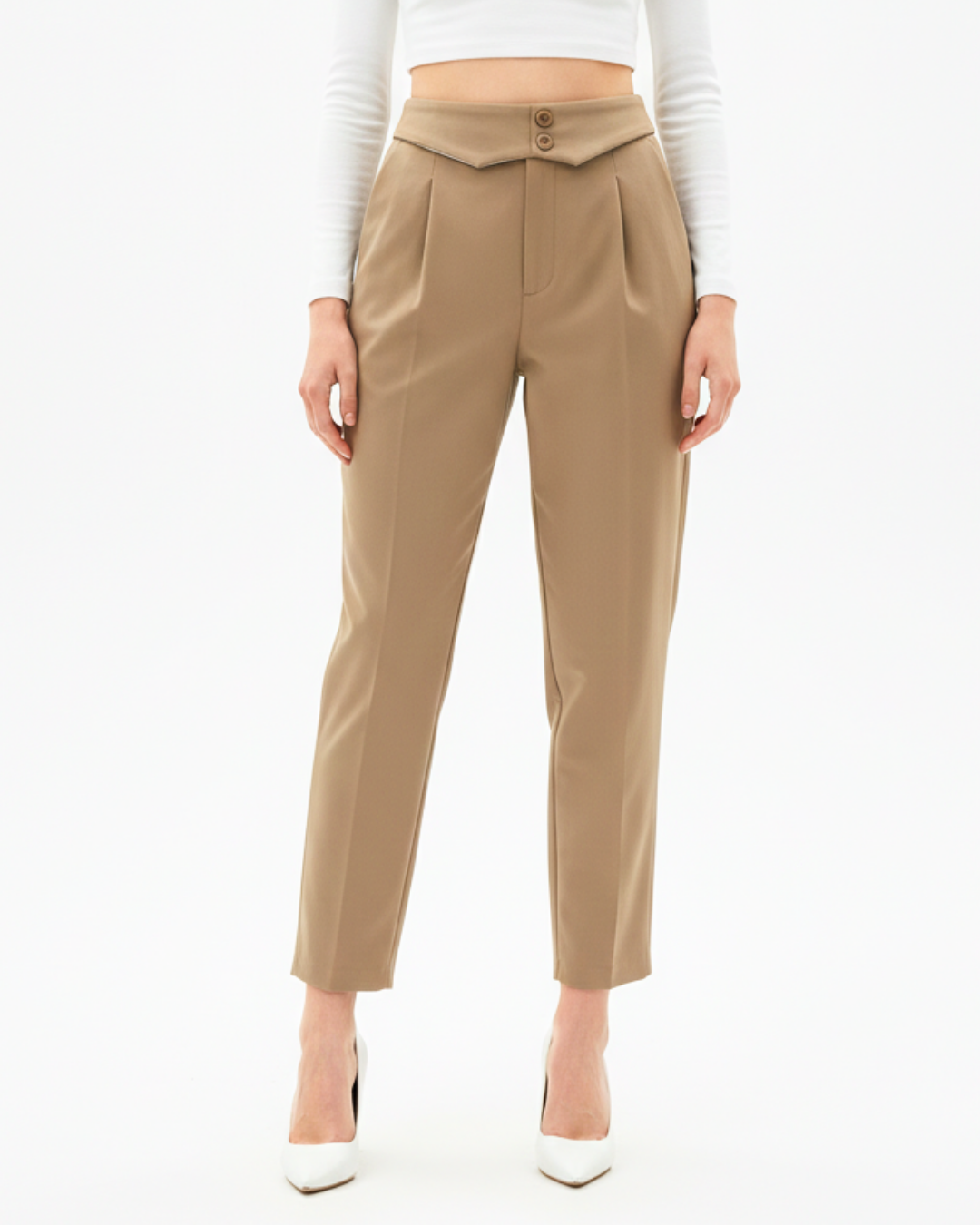 V-Waist Tailored Tapered Trousers