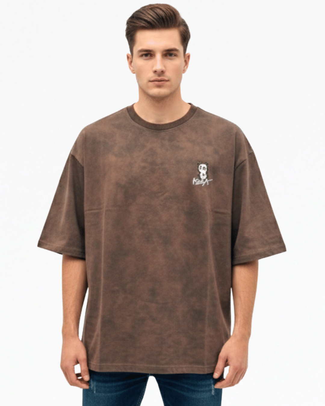 Oversized T-Shirt Backside Printed - Dark Brown