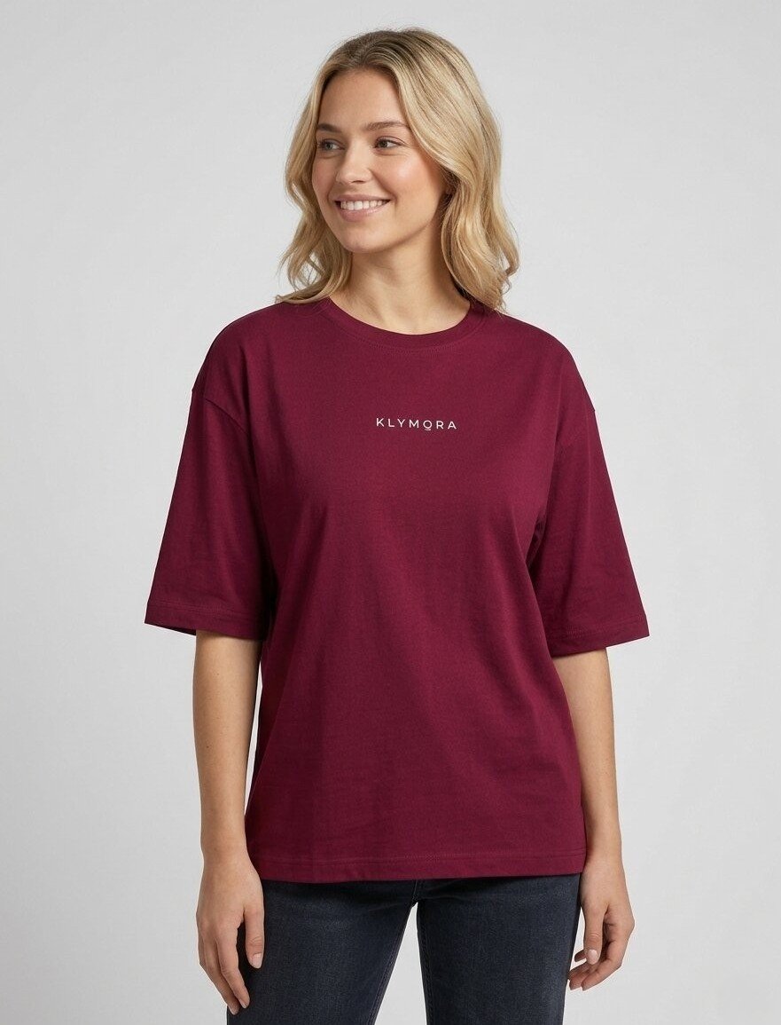 KLYMORA Signature Minimalist Girls' T-Shirt | Maroon