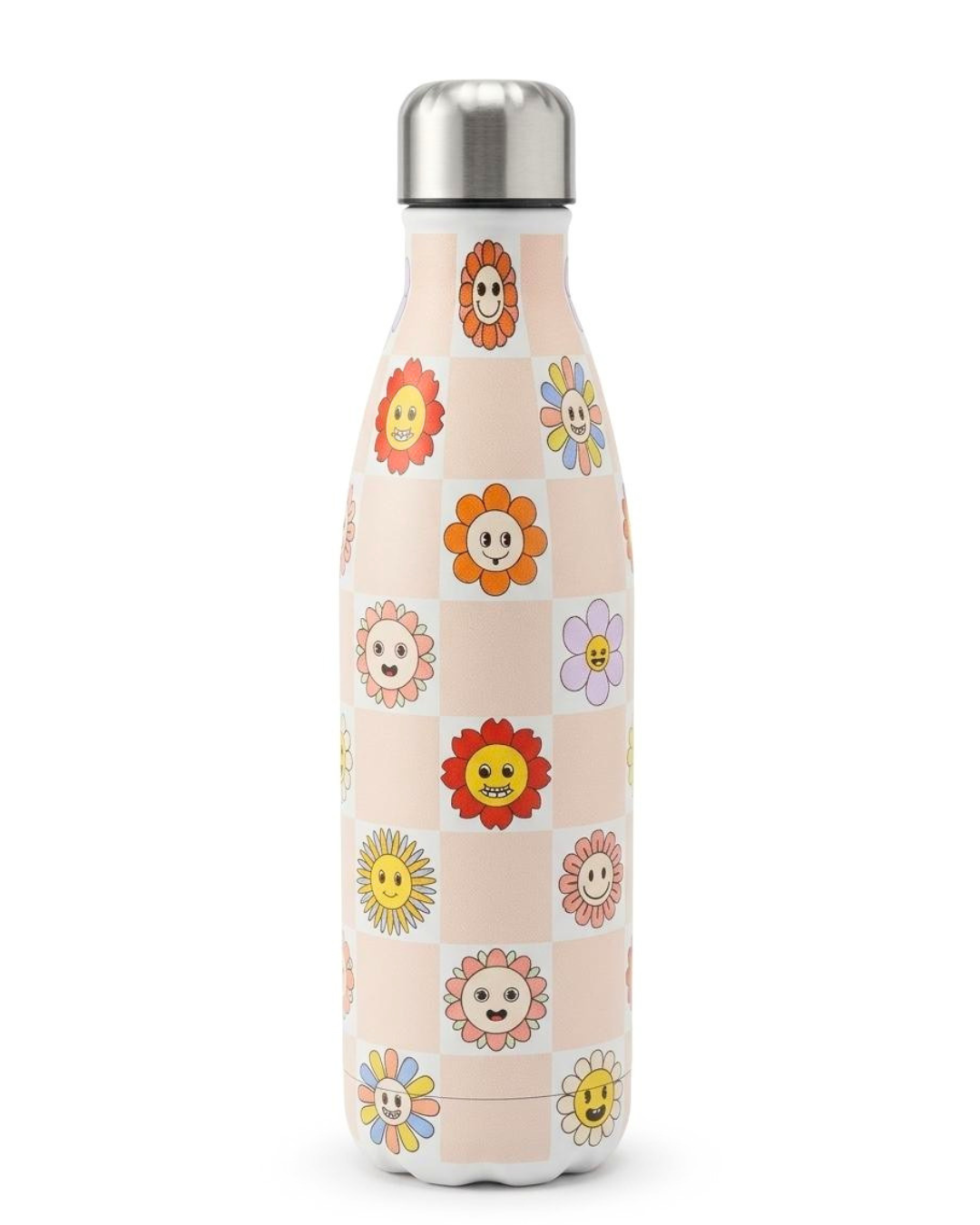 Checkerboard Flower Water Bottle