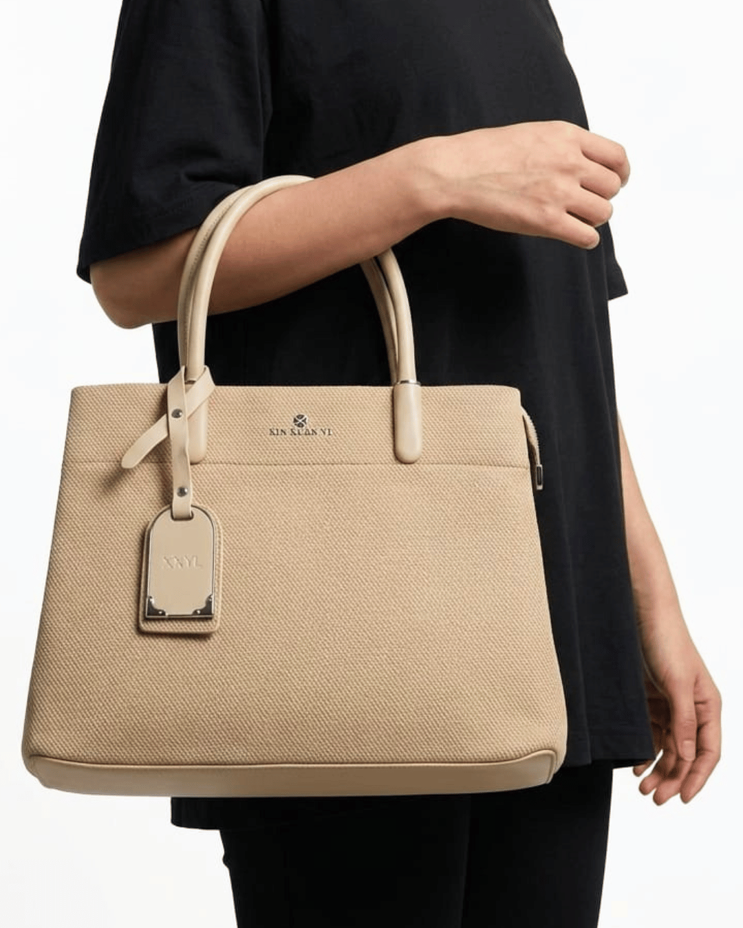 Elegant Textured Premium Hand Bag with Detachable Crossbody Strap | Brown
