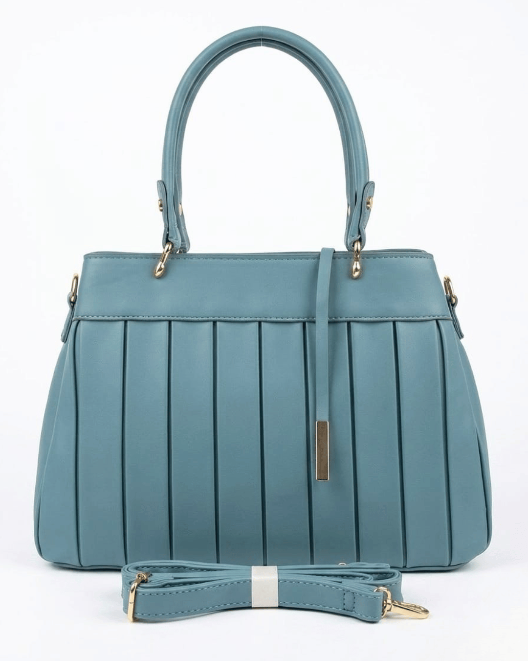 Elegant Pleated Handbag with Detachable Crossbody Strap | Blue
