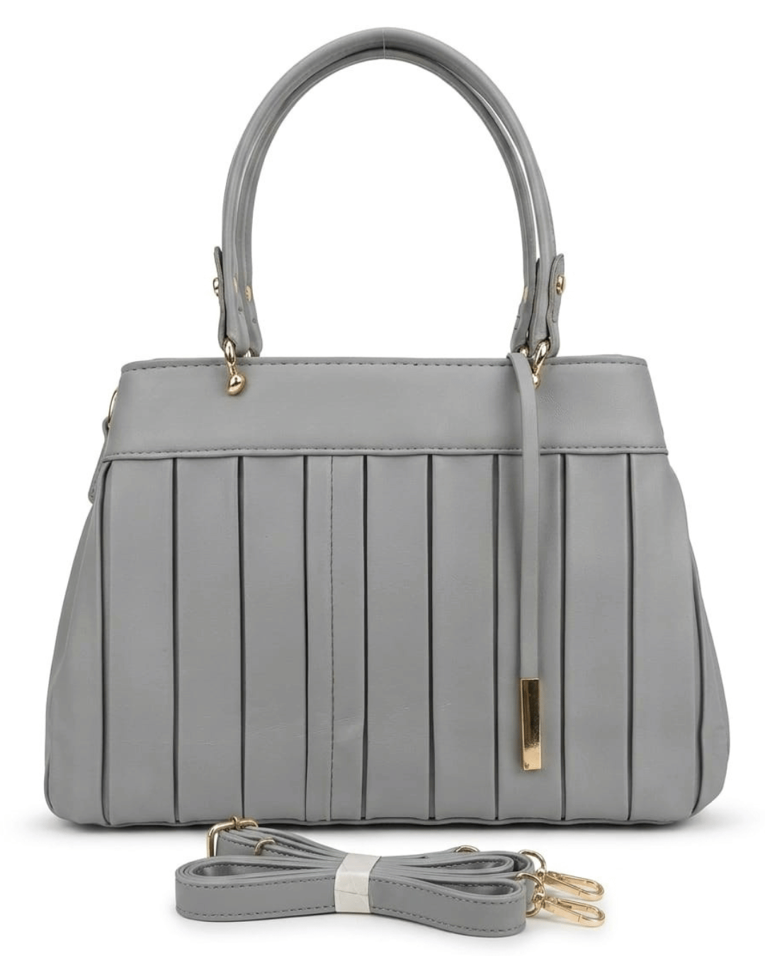 Elegant Pleated Handbag with Detachable Crossbody Strap | Grey