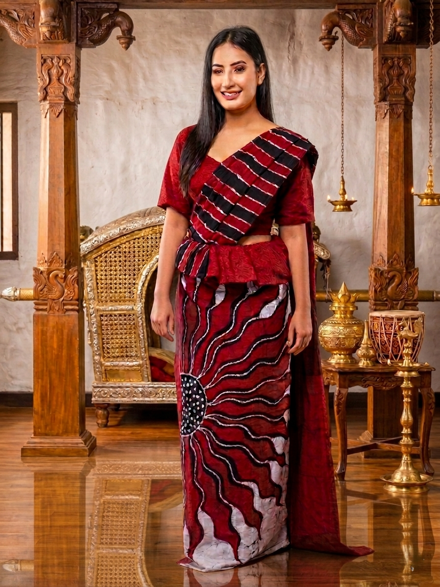 Signature Artisanal Kandyan Style Batik Saree