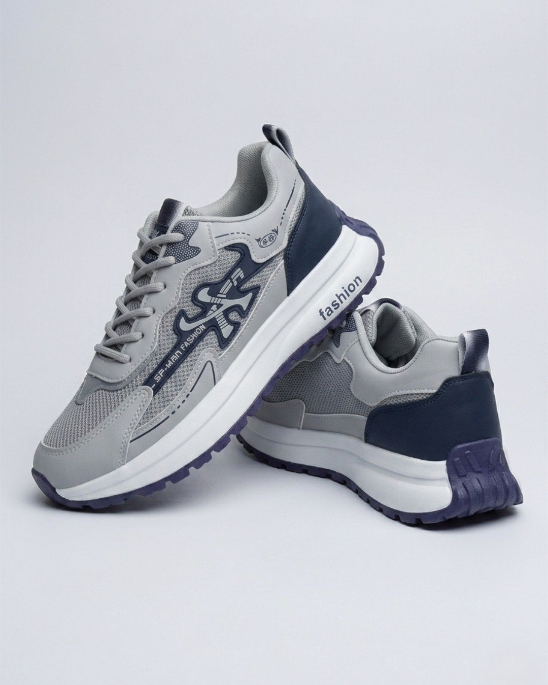 Men’s Urban Pulse Casual Sneakers | Grey & Navy Edition