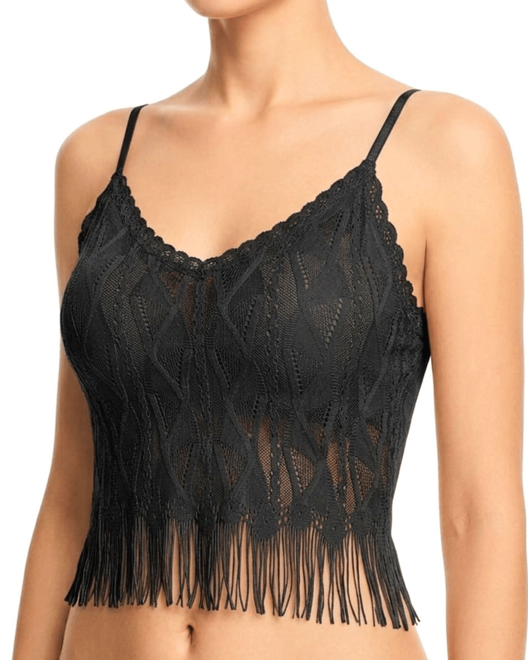 Boho Lace Fringe Bralette Tube Top