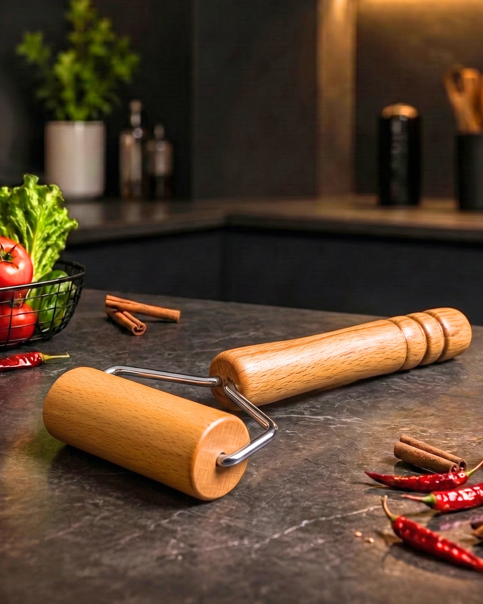 Handheld Wooden Pastry Roller