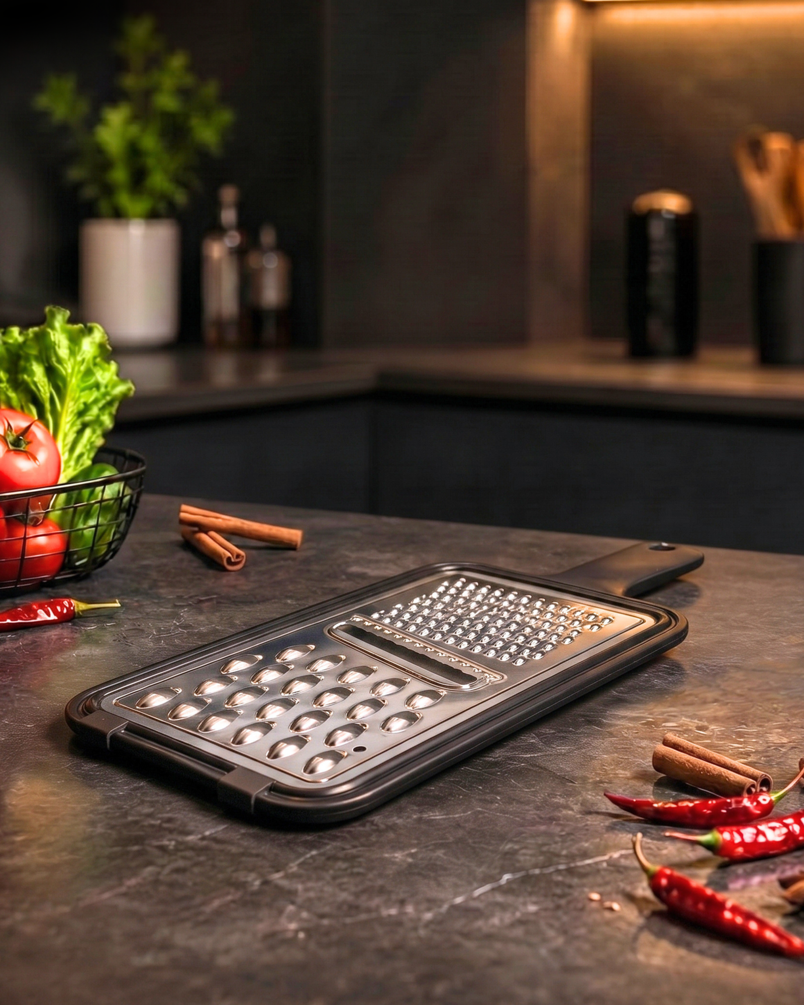 Multi-Purpose Flat Stainless Steel Handheld Grater & Slicer