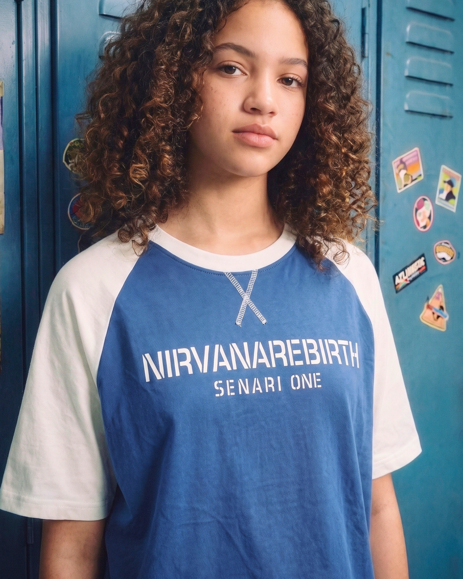 Dapper Cey Jr Raglan Tee | Mediu Blue & Cream