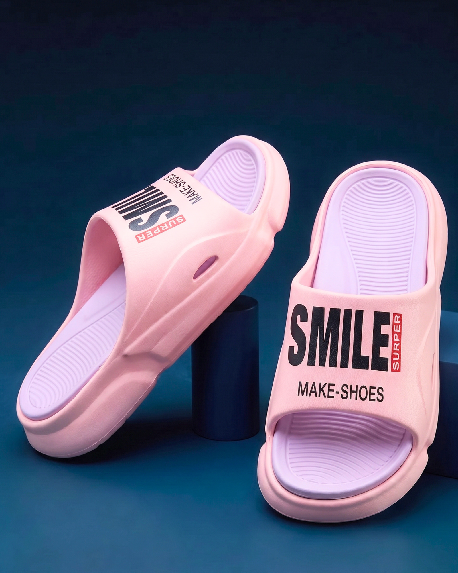 Smile Edition Comfort Slides | Pastel Pink & Lilac
