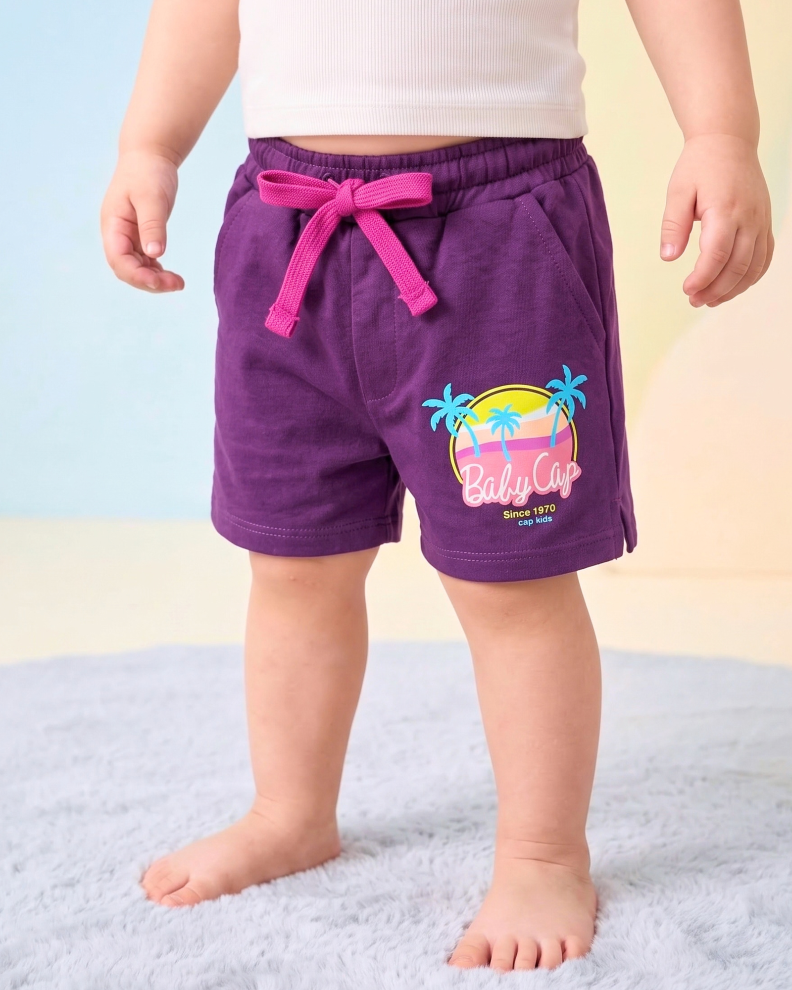 Girls' Printed Drawstring Cotton Casual Shorts