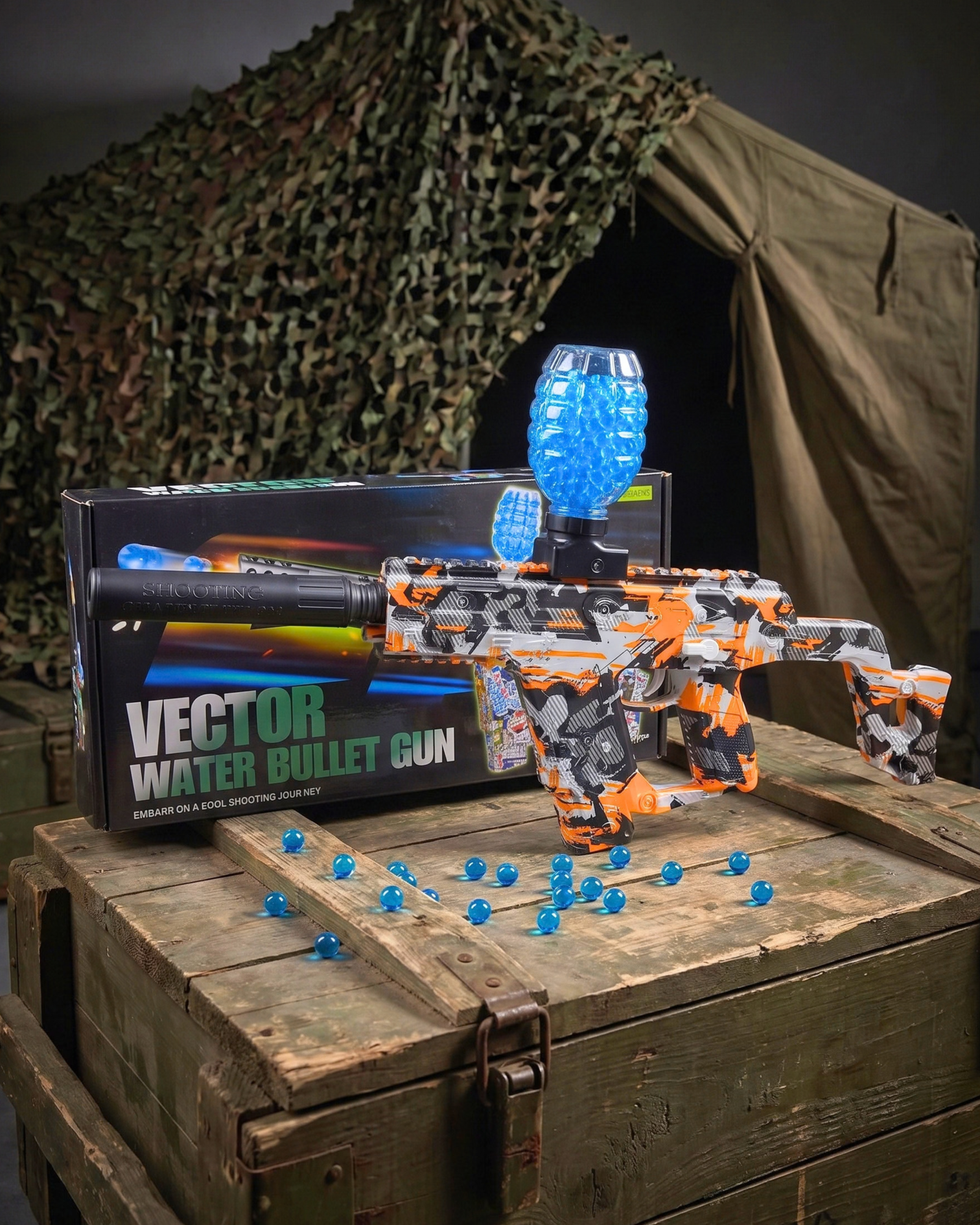 Vector Electric Gel Ball Blaster Toy Gun – Orange Camo Edition
