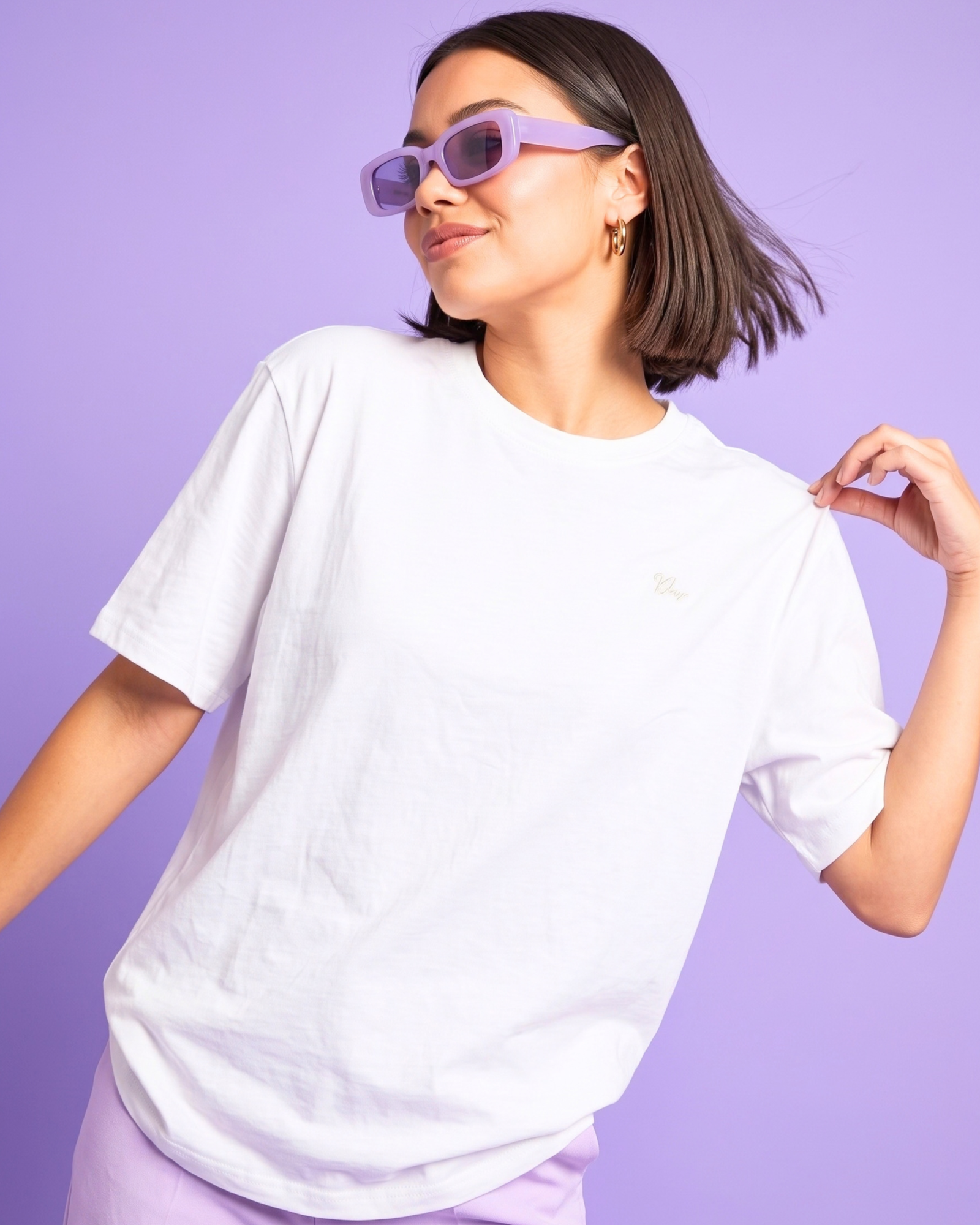 All New KLYMORA Women's Everyday Embroidered Slub Cotton T-Shirt | White