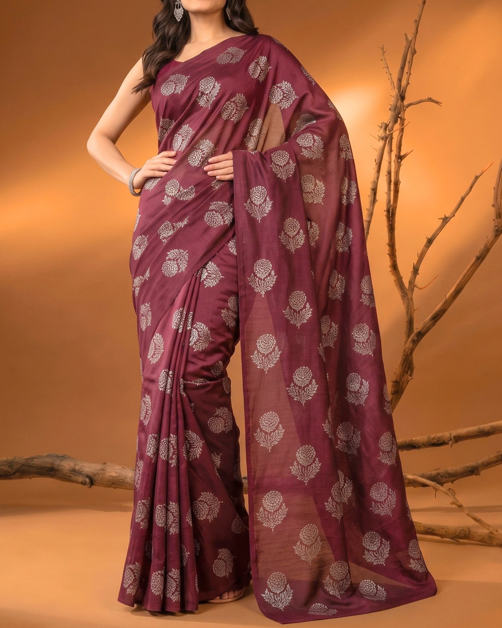 Women's Floral Motif Printed Cotton Saree
